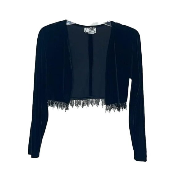 🆕 ANNIE Velvet Fringe Cardigan Size 16 girls made in israel - Picture 1 of 4